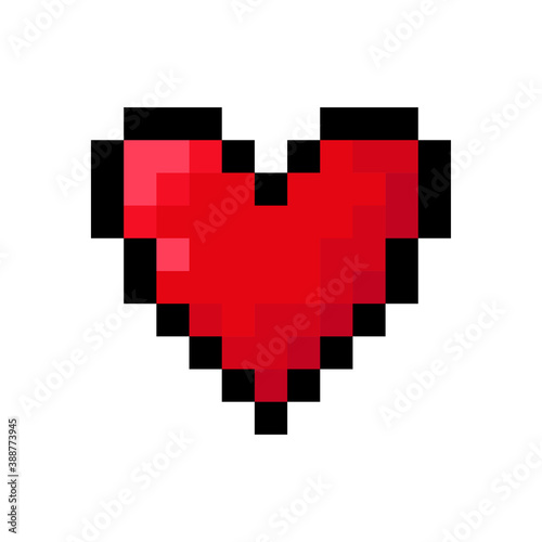 Heart icon. Color contour pixel art. Vector flat graphic illustration. The isolated object on a white background. Isolate.