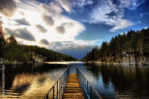 Bozcaarmut Pond, which is one of the most popular recreation areas of Bilecik with its clean air among pine trees photo