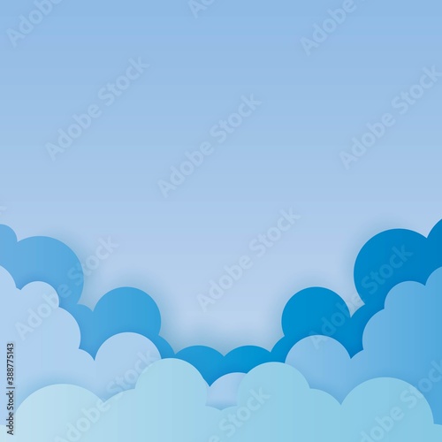 blue Sky with Clouds. Cartoon Background. Bright Illustration for Design.