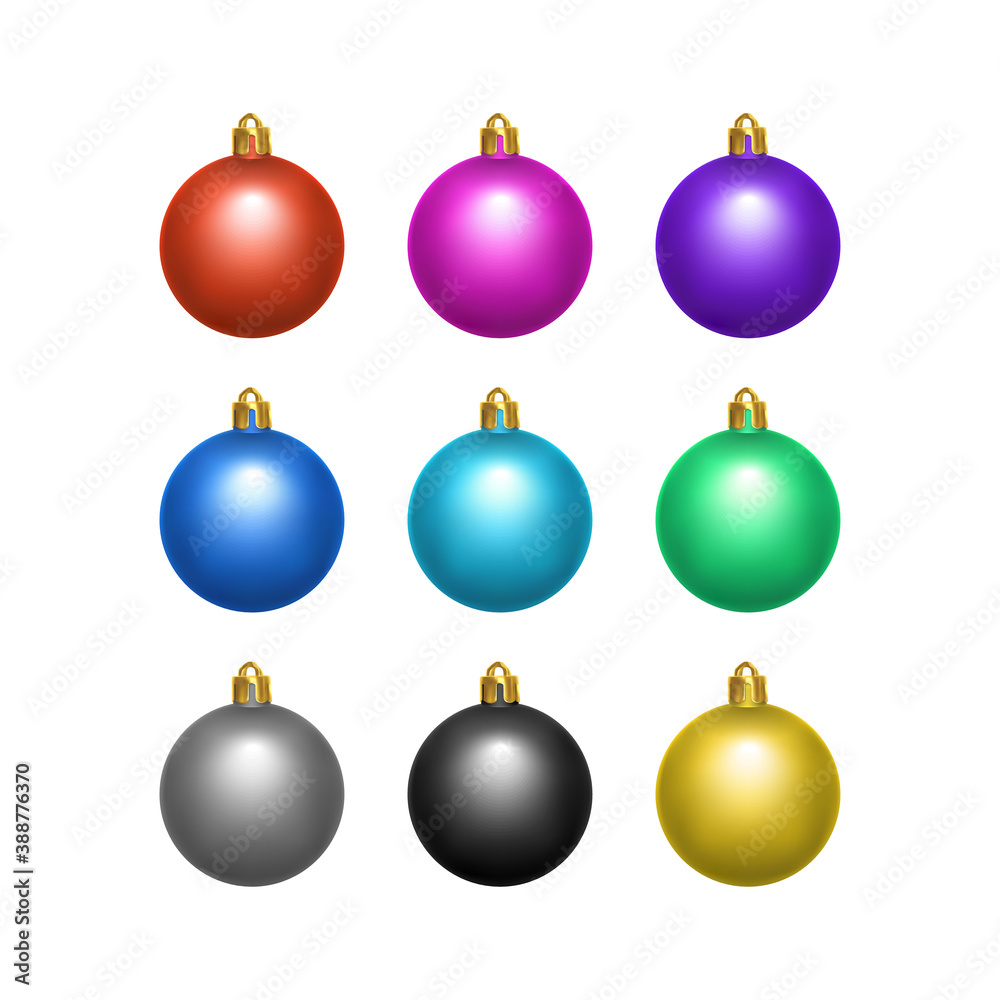 Set of Colorful Christmas Balls isolated on white background, Christmas Balls in realistic style, vector eps 10 format Set of Colorful Christmas Balls isolated on white background, Christmas Balls in realistic style, vector eps 10 format