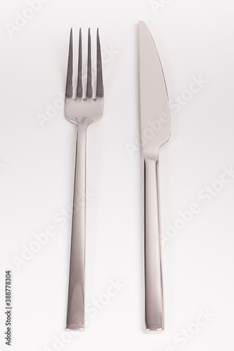 Cutlery set with fork, knife and spoon. Tableware.