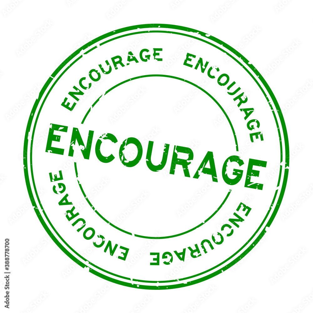 Grunge green encourage word round rubber seal stamp on white background Grunge green encourage word round rubber seal stamp on white background