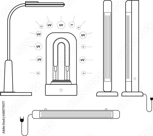 Ultraviolet medical lamp icon graphic image