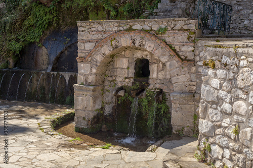 Stone springs in the village Parorio  Laconia   Peloponnese  Greece 