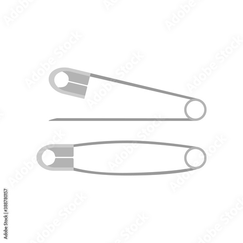 Safety pin tool tailor isolated on white background. Work equipment tailor industry.