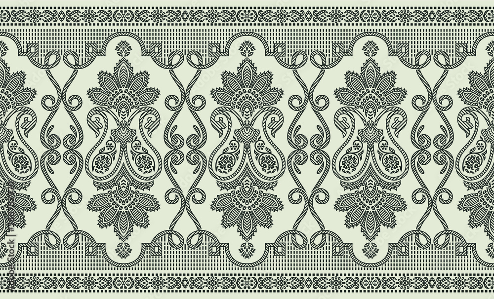 Seamless Asian paisley border design
