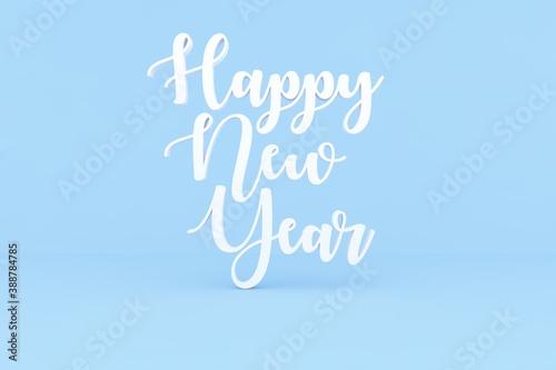 3D Render. Happy New Year, White Text