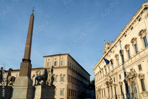 The Quirinal Palace was the seat of the Popes and now the President of the Republic. The obelisk of the Quirinale and the Consulta palace are on the square.