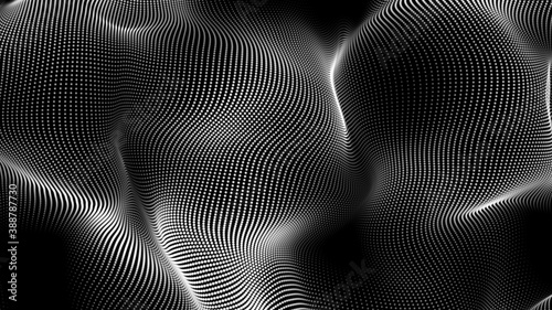 Wallpaper Mural Dot white black wave technology texture background. Abstract big data digital concept. 3d rendering. Torontodigital.ca