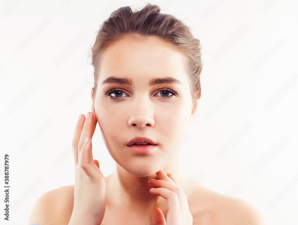 young pretty caucasian woman spa isolated on white background, beauty people making cosmetic care concept young pretty caucasian woman spa isolated on white background, beauty people making cosmetic care concept