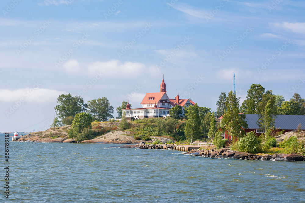 View to Luoto (Klippan) island and coastal part of Helsinki in summer, Finland