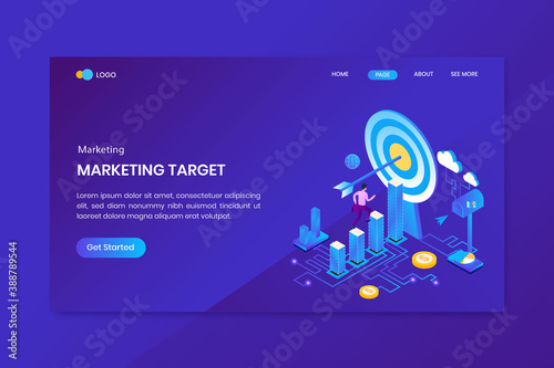 Business Target Marketing Isometric Concept Landing Page