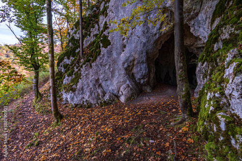 The Sperberloch at the Jagerhaus a cave in the Danube valley near Beuron © mindscapephotos