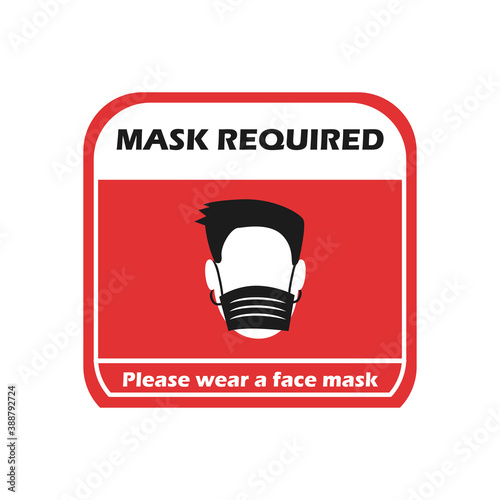 Mask required design man using facemask in road sign vector design