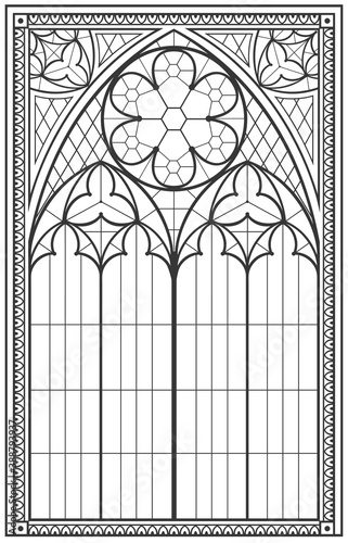 Fototapeta Vintage gothic background with arch outline drawing