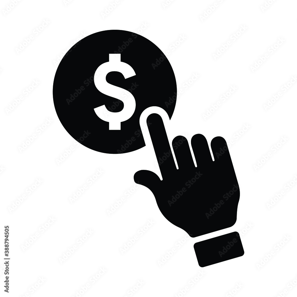 Click, dollar, pay per icon. Black version Click, dollar, pay per icon. Black version