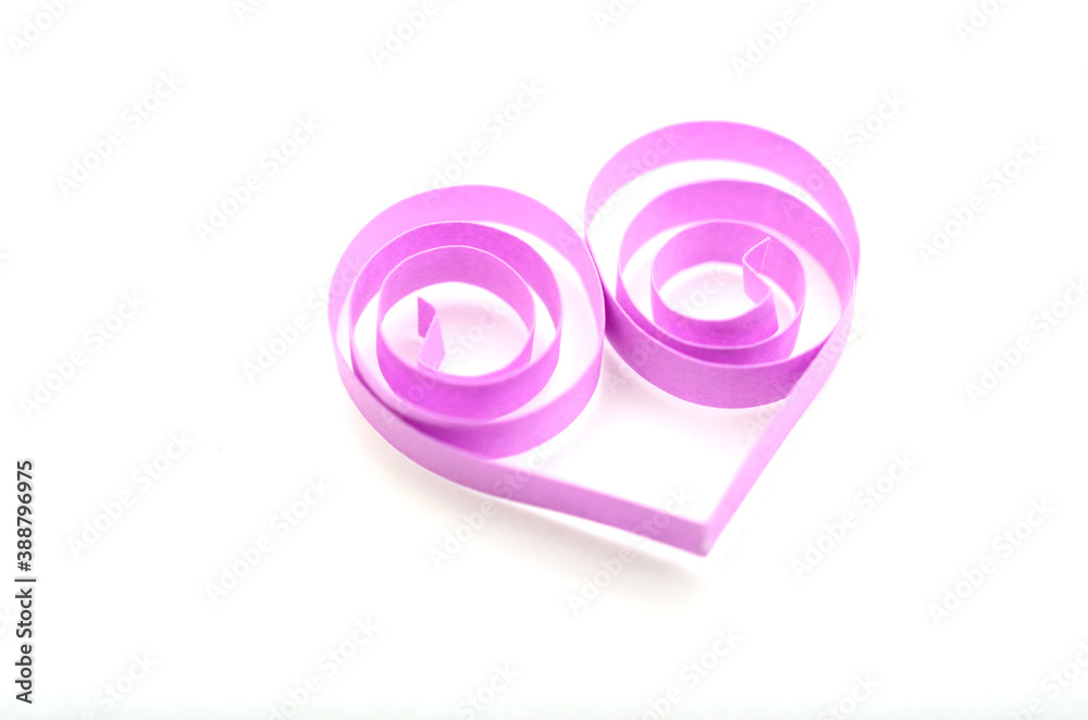 Quilling origami heart, purple paper heart Quilling origami heart, purple paper heart