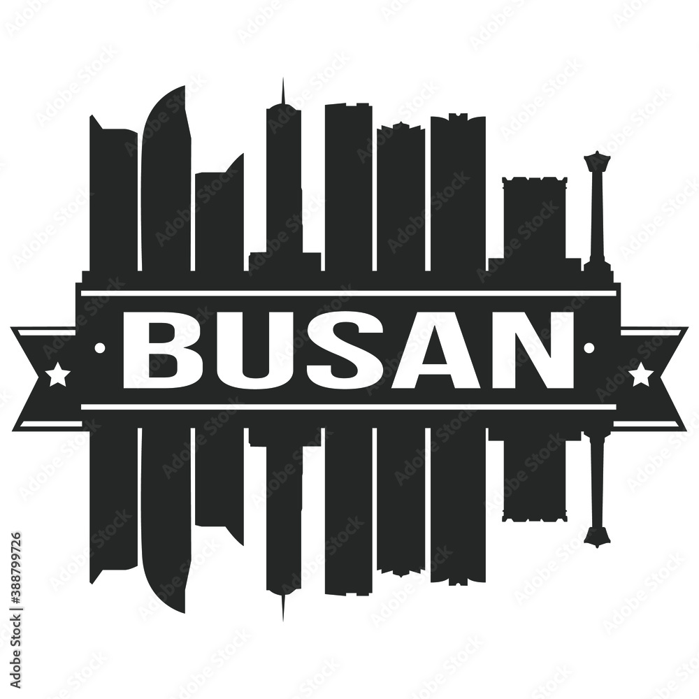 Busan Skyline Silhouette City Vector Design Art Stencil.
