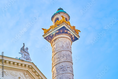 The beautiful column of Karlskirche, Vienna, Austria photo