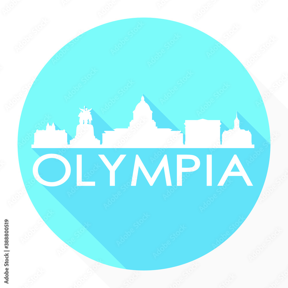 Olympia Washington USA Flat Icon Skyline Silhouette Design City Vector Art Logo.