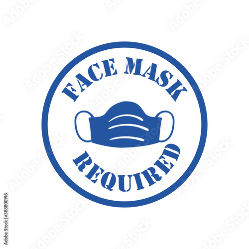 Facemask required with mask in seal stamp vector design