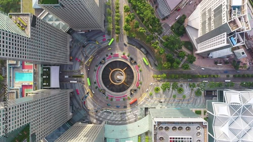 SINGAPORE - FEBRUARY 4: Aerial Top view Fountain of Wealth at Suntec city in Singapore, It is landmark financial business district with skyscraper on February 4, 2020 in Singapore.	