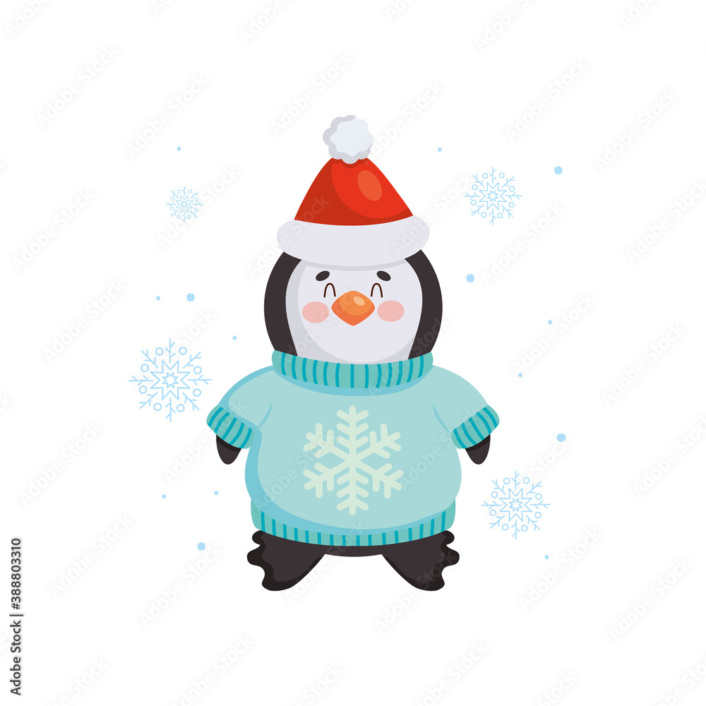 christmas character concept, christmas penguin icon