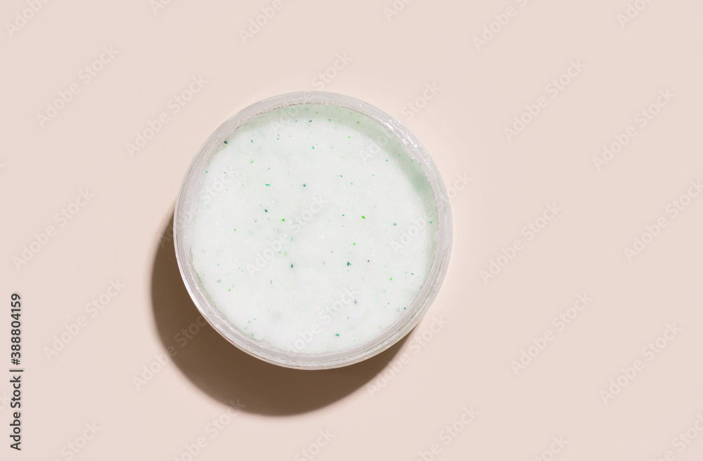 Body scrub white. View from above