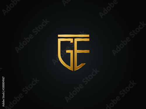 GE shield shape Gold Color logo Design