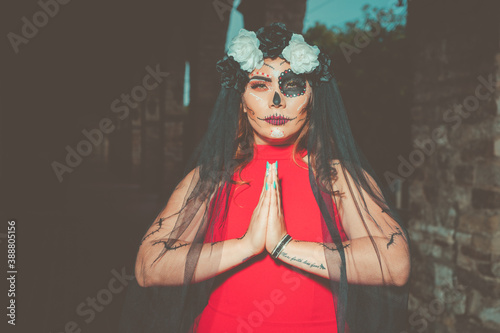 woman made up of catrina mexican cultural tradition photo