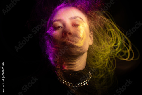 Portrait in the style of light painting. Long exposure photo © SergeyKatyshkin