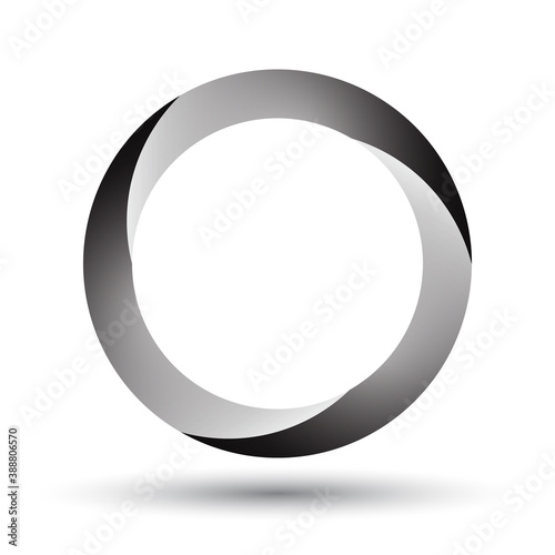 Circle with three segments and gradients. Logo or icon for any project.