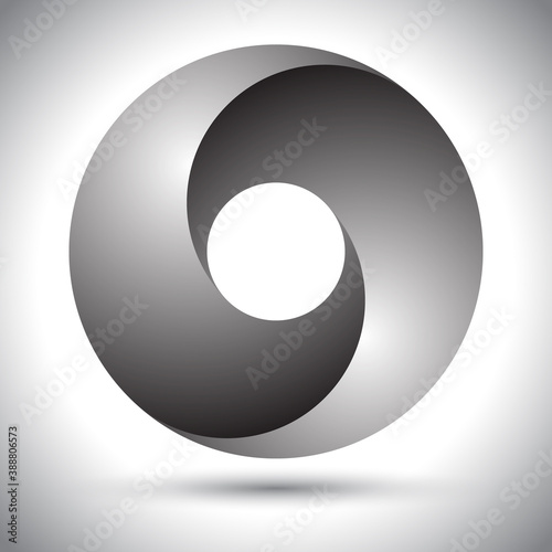 Circle with 2 segments and gradients. Logo or icon for any project.
