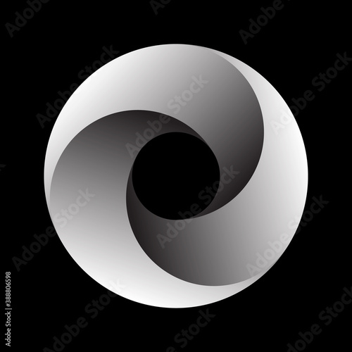 Circle with 3 segments and gradients. Logo or icon for any project.