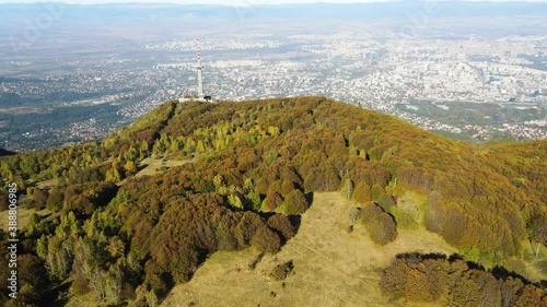 Aerial Autumn view of Kopititoto tower, Vitosha and city of Sofia, Bulgaria photo