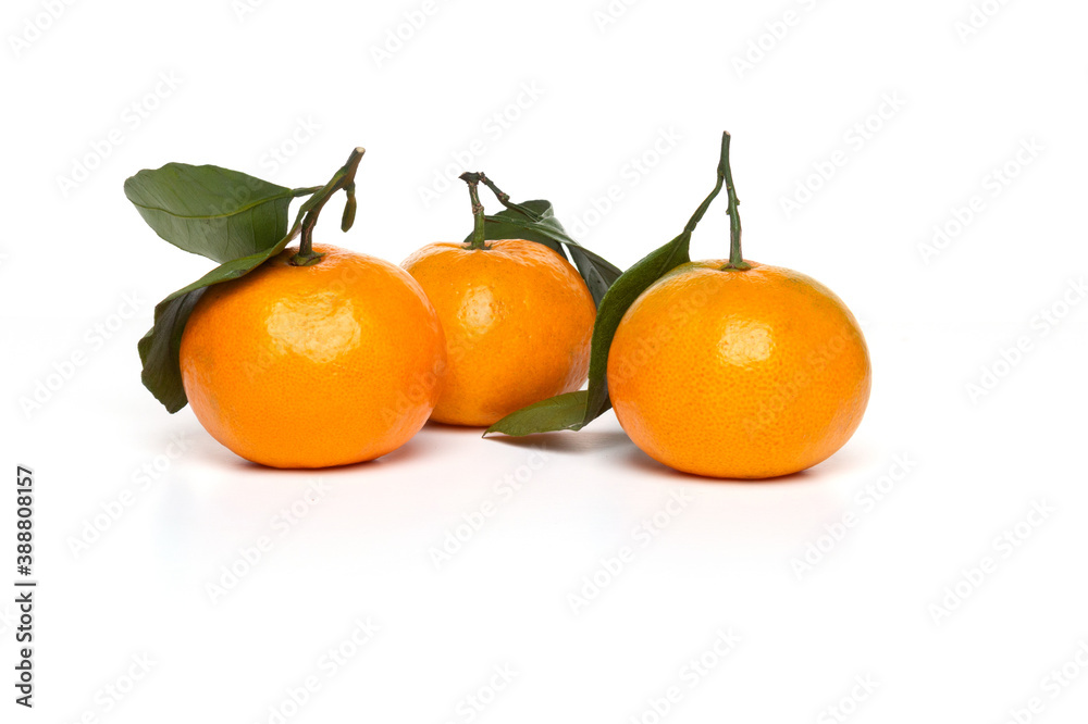 Citrus Ripe orange tangerine with green leaves isolated on a white background organic food Citrus Ripe orange tangerine with green leaves isolated on a white background organic food