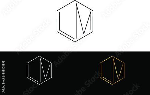 LM hexagon Shape minimalist  logo Design