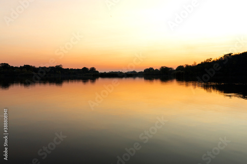 Lake at sunset. Landscape and nature