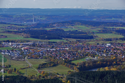 Blick vom Plettenberg, Schwäbische Alb, zum Thyssenturm bei Rottweil