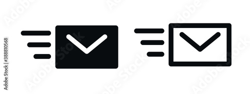 Send message symbol, Mail send icon, mail Envelope fast delivery, speed message logo symbol