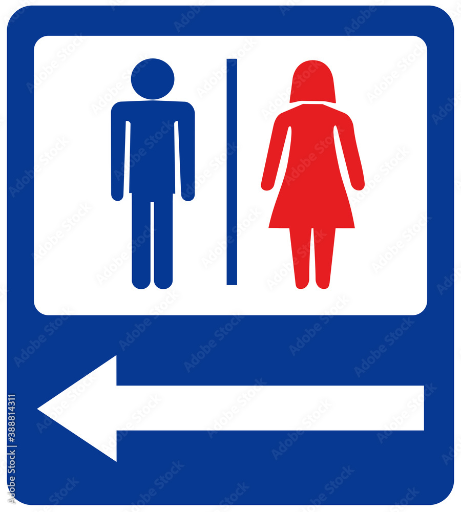 A sign that indicates the TOILETS. For left. A sign that indicates the TOILETS. For left.