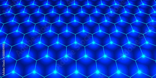 Futuristic hexagon pattern. Abstract blue texture