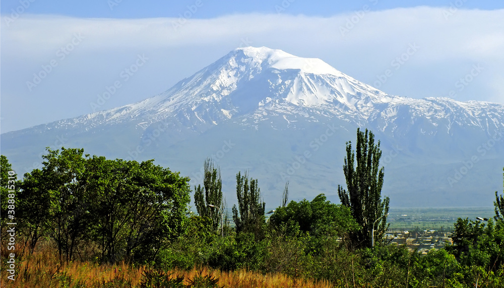 View of the majestic Mount Ararat from Yerevan, Armenia...legendary resting place of Noah`s ark.