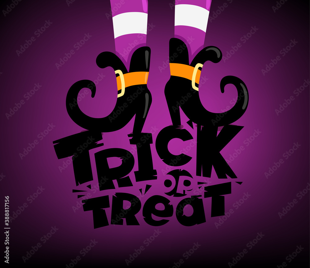 Fototapeta premium Happy Halloween greeting card. Trick or treat