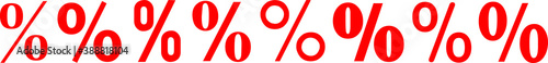Percent percentage % sign interest rate symbol sale discount icons red vector illustration set