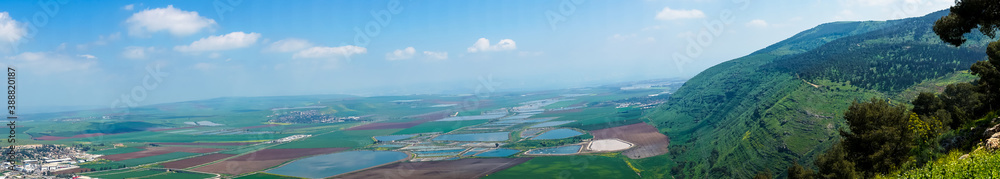 Panoramic view on a Beit Shean valley from mount Gilboa (Israel) Panoramic view on a Beit Shean valley from mount Gilboa (Israel)
