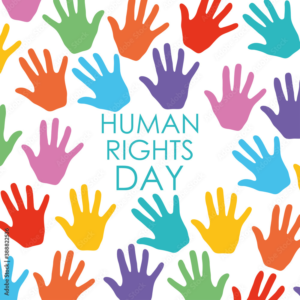 colorful hands of human rights design