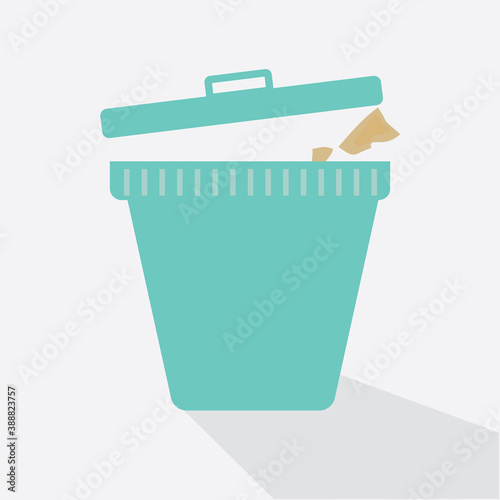 Trash bin illustration in flat color