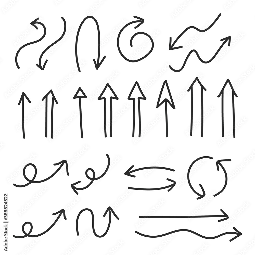 Arrow doodles vector collection. Set of Hand drawn vector arrows. Arrow doodles vector collection. Set of Hand drawn vector arrows.