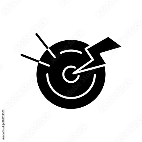 Acute pain black glyph icon. Sudden and severe feeling in abdomen. Stomach infection. Digestive disorders. Gastroenteritis. Silhouette symbol on white space. Vector isolated illustration
